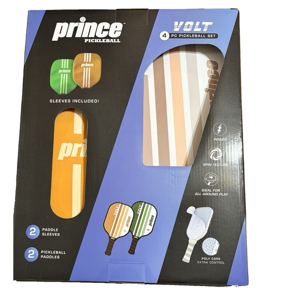 Prince Pickleball Volt 4 PC Set Includes 2 Paddles And 2 Paddle Sleeves New - Picture 2 of 6